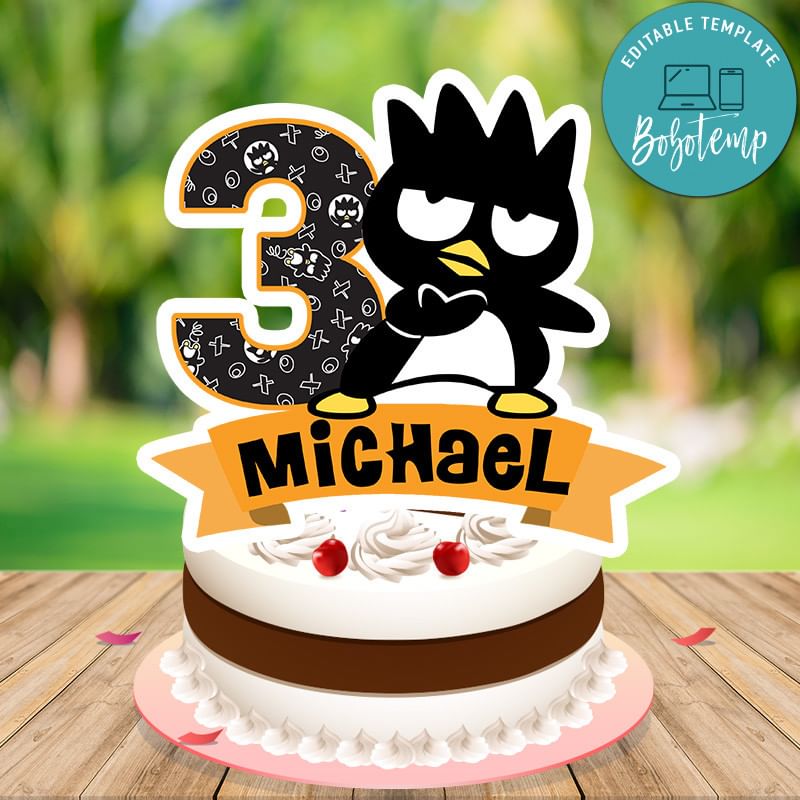 Badtz Maru Birthday Cake Topper Template Printable | Createpartylabels