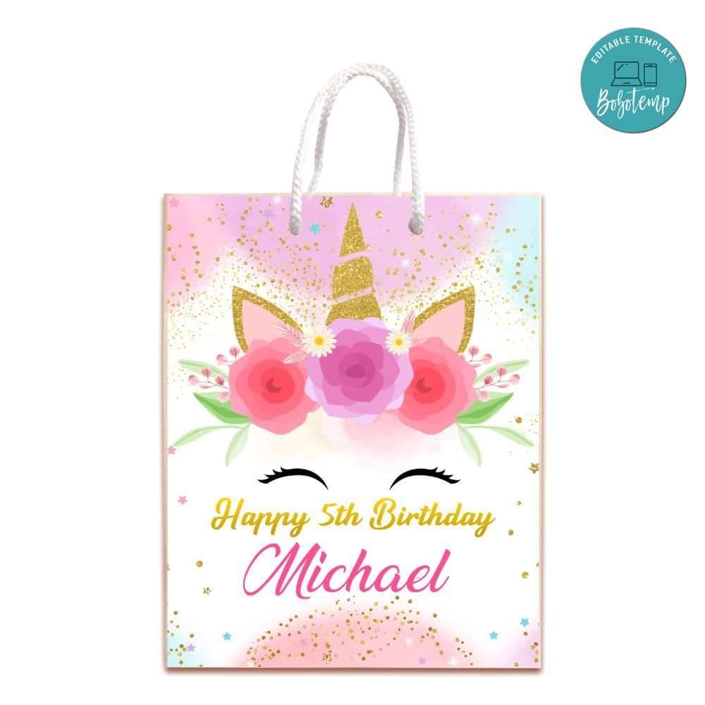 Unicorn Gift Bag Label Template Printable DIY | Bobotemp