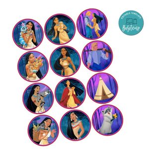 Pocahontas Cupcake Toppers Template Printable Instant Download
