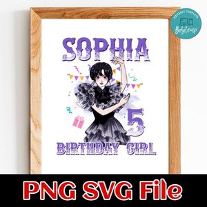 Wednesday addams Birthday PNG file template