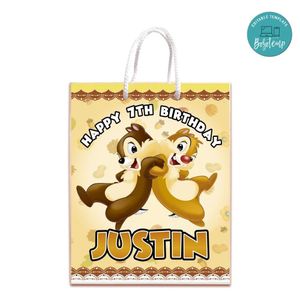 Chip And Dale Gift Bag Label Template Printable Instant Download