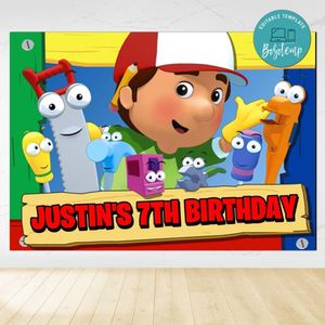 Handy Manny Birthday Backdrop Digital File Template Instant Download