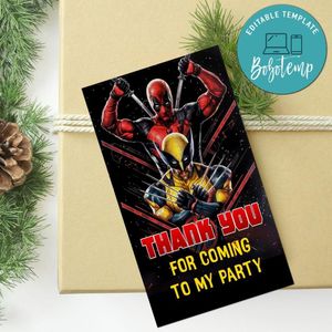 Deadpool & Wolverine Thank You Tag Customizable Template To Print At Home Instant Download