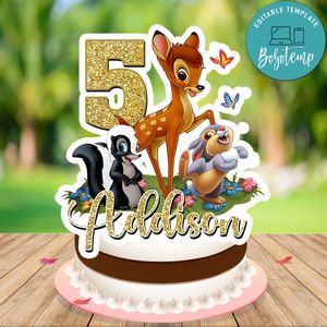 Bambi magic world Birthday Cake Topper Template Printable Instant Download