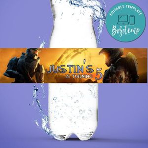 Halo Birthday Water Bottle Label Template to Print at Home Instant Download