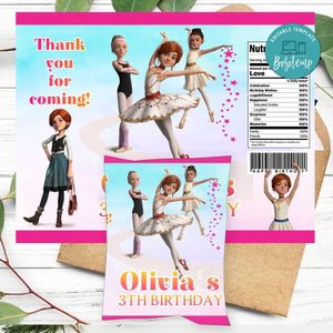Ballerina film Birthday Party Chip Bag Digital File Printable Instant Download