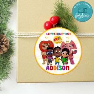 Kunda And Friends Circle Sticker Template Customizable To Print At Home Instant Download