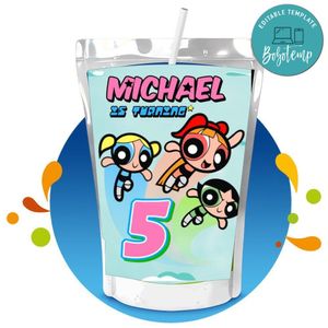 Powerpuff Capri Sun Birthday Labels Digital File Printable Instant Download