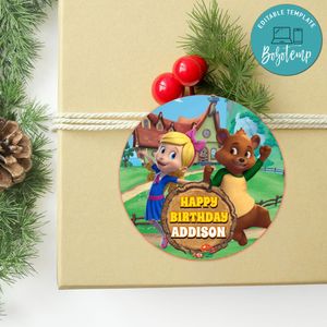 Goldie And Bear Circle Sticker Template Customizable to Print at Home Instant Download