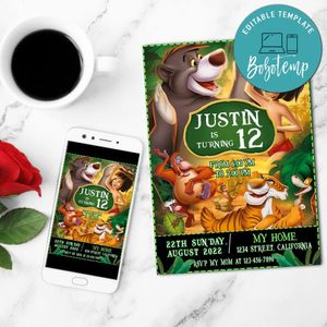 The Jungle Book Mobile Invite Customizable Template Instant Download