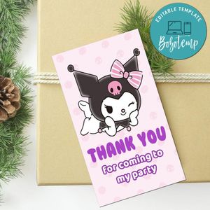 Kuromi Thank You Tag Customizable Template To Print At Home Instant Download