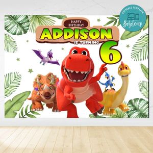 Little Dino School Birthday Backdrop Digital File Template Instant Download