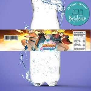 Naruto shippuden Bottle Label Birthday Water Bottle Label Template to Print at Home Instant Download