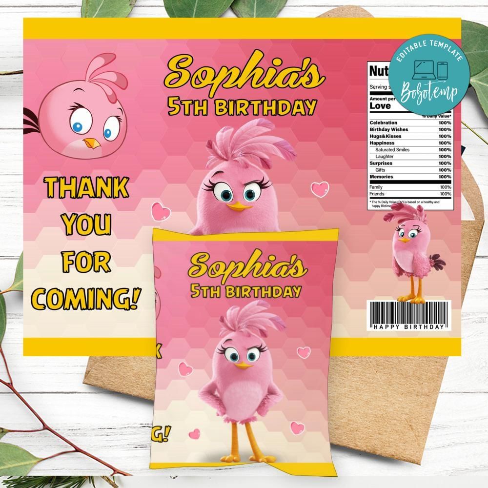 Stella angry birds Birthday Party Chip Bag Digital File DIY | Bobotemp