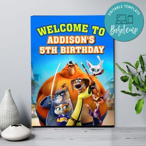 Paws Of Fury Birthday Welcome Sign Digital File Printable Instant Download