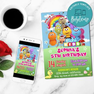 Bichikids Invitation Customizable Template to Print at Home Instant Download