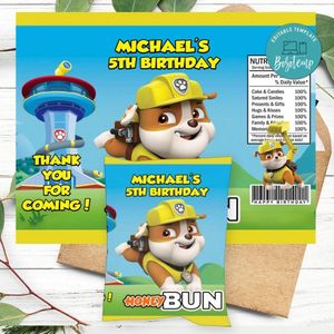 Rubble Paw Patrol Honeybun Snack Bag Digital File Printable Instant Download