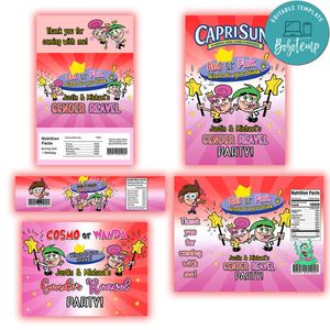 The fairly odd parents bundle party labels Customizable Template Instant Download