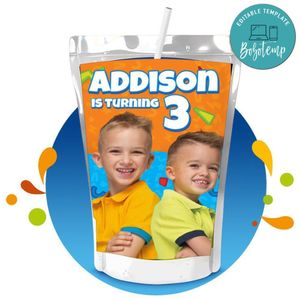 Vlad and niki Capri Sun Birthday Labels Digital File Printable Instant Download
