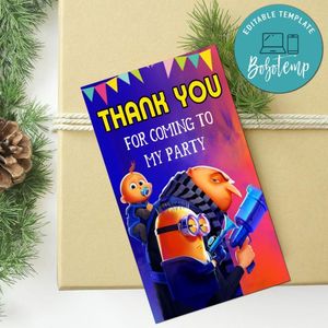 Despicable Me 4 Thank You Tag Customizable Template To Print At Home Instant Download