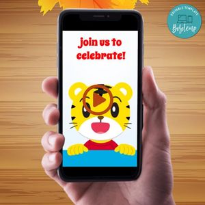 Shimajiro Birthday Video Invitation Digital Template Customizable Instant Download