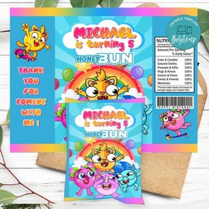 Baby Zoo Birthday Honey Buns Snack Bag Label Customizable Instant Download