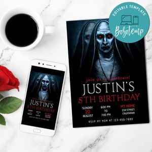 The Nun Invitation Customizable Template to Print at Home Instant Download