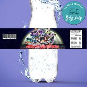 Yakitori Soldiers of Misfortune Birthday Water Bottle Label Template to Print at Home Instant Download