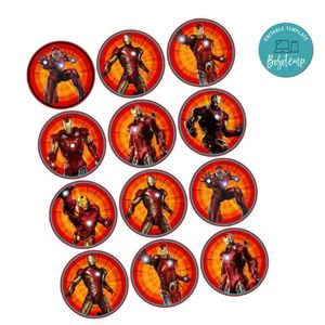 Iron Man Cupcake Toppers Template Printable Instant Download