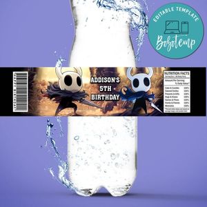 Hollow Knight Birthday Water Bottle Label Template To Print At Home Instant Download