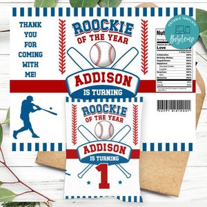 Rookie of the year Birthday Party Chip Bag Digital File Printable Instant Download
