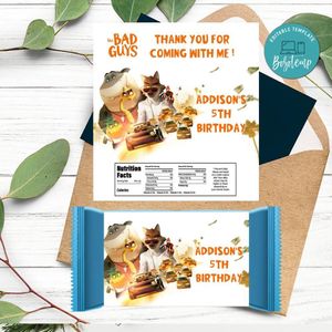The Bad Guys Candy Bar Label Customizable Template Instant Download