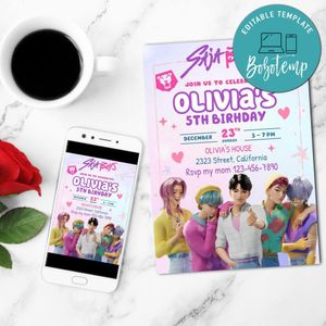 Saja Boys Invitation Customizable Template to Print at Home Instant Download