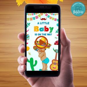 Mexican Baby Shower Video Invitation Digital Template Customizable Instant Download