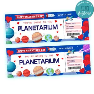 Valentine's Day Planetarium Voucher Ticket Invite Customizable Template Instant Download