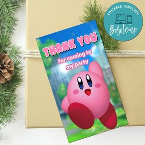 Kirby Thank You Tag Customizable Template To Print At Home Instant Download