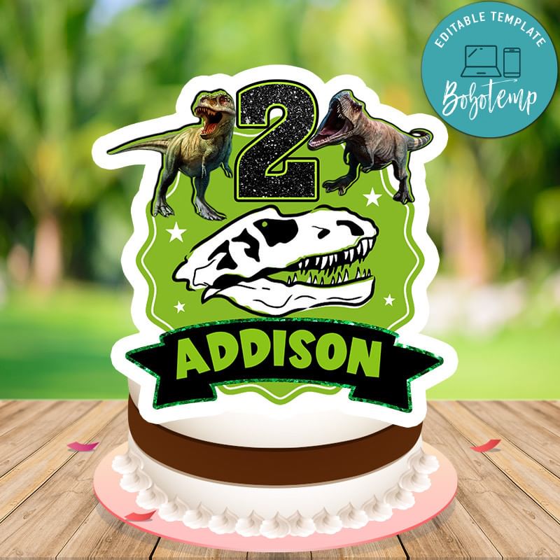 T-Rex Ranch Birthday Cake Topper Template Printable | Bobotemp