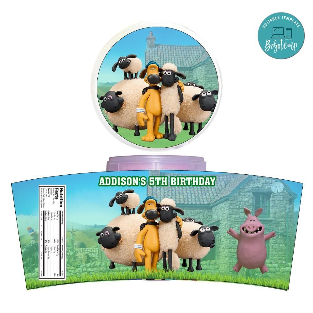 Shaun The Sheep Cotton Candy Label Template To Print At Home Instant Download