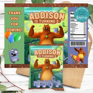Grizzy and the lemmings Birthday Party Chip Bag Digital File Printable Instant Download