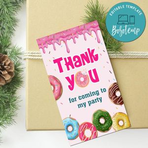 Sweet Doughnut Thank You Tag Customizable Template To Print At Home Instant Download