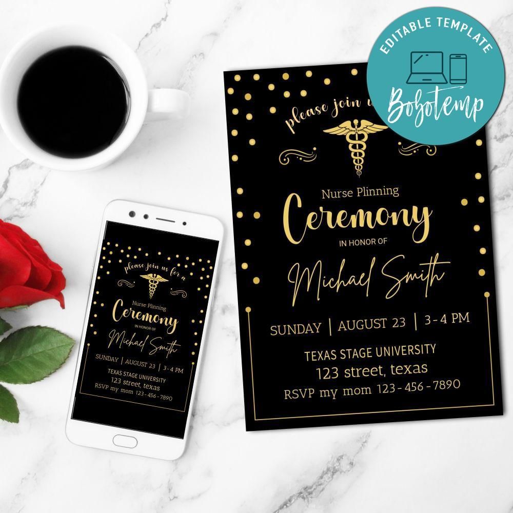 Pinning Ceremony Mobile Invite Customizable Template Instant Download