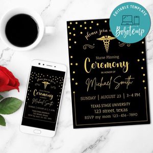 Pinning Ceremony Mobile Invite Customizable Template Instant Download