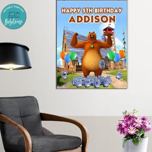 Grizzy And The Lemmings Birthday Poster Digital File Printable Instant Download