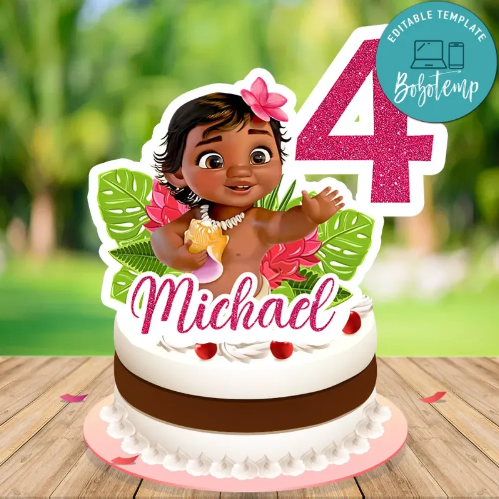 Moana Cake Topper Template Printable DIY | Bobotemp