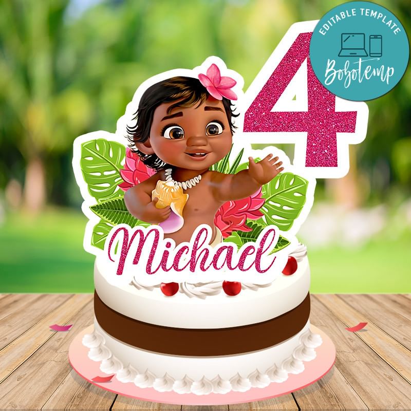 Moana Cake Topper Template Printable DIY | Bobotemp