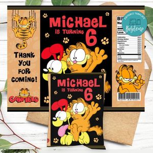 Garfield Birthday Chip Bag Digital File Printable Instant Download