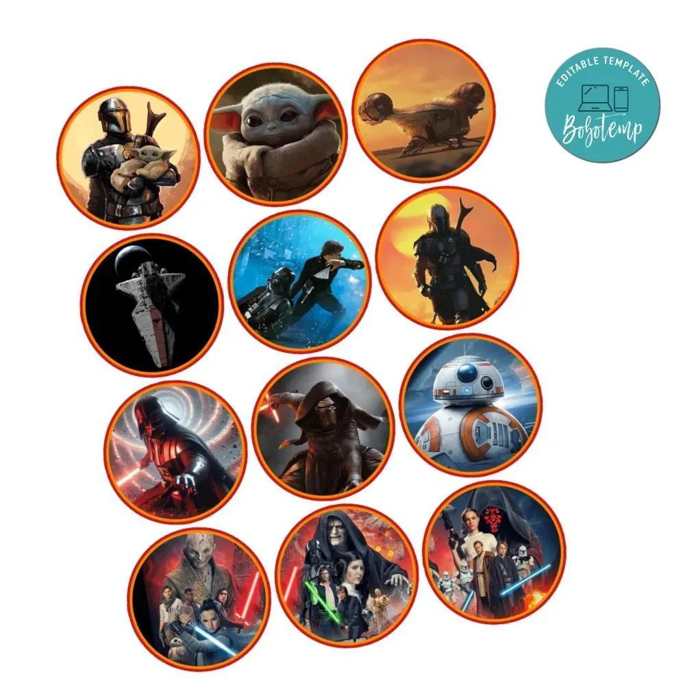 Star Wars Cupcake Toppers Template Printable Instant Download | Bobotemp