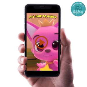 Pinkfong Birthday Video Invitation Digital Template Customizable Instant Download