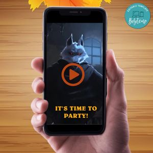 Puss in Boots Birthday Video Invitation Digital Template Customizable Instant Download