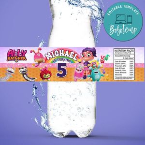 Abby Hatcher Birthday Water Bottle Label Template to Print at Home Instant Download